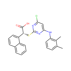 Cc1cccc(Nc2cc(Cl)nc(S[C@@H](C(=O)O)c3cccc4ccccc34)n2)c1C ZINC000040847275