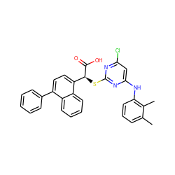 Cc1cccc(Nc2cc(Cl)nc(S[C@H](C(=O)O)c3ccc(-c4ccccc4)c4ccccc34)n2)c1C ZINC000049781378