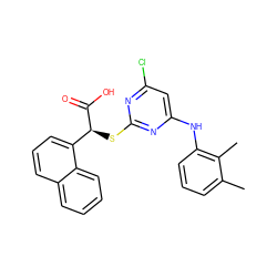 Cc1cccc(Nc2cc(Cl)nc(S[C@H](C(=O)O)c3cccc4ccccc34)n2)c1C ZINC000040847273