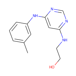 Cc1cccc(Nc2cc(NCCO)ncn2)c1 ZINC000003815083