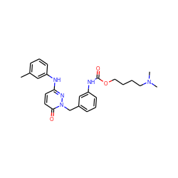 Cc1cccc(Nc2ccc(=O)n(Cc3cccc(NC(=O)OCCCCN(C)C)c3)n2)c1 ZINC000206930791