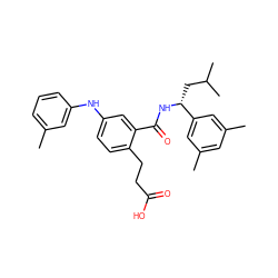 Cc1cccc(Nc2ccc(CCC(=O)O)c(C(=O)N[C@H](CC(C)C)c3cc(C)cc(C)c3)c2)c1 ZINC000049781461