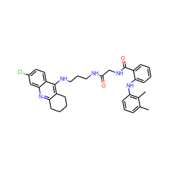 Cc1cccc(Nc2ccccc2C(=O)NCC(=O)NCCCNc2c3c(nc4cc(Cl)ccc24)CCCC3)c1C ZINC000169324449