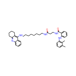 Cc1cccc(Nc2ccccc2C(=O)NCCC(=O)NCCCCCCCCNc2c3c(nc4ccccc24)CCCC3)c1C ZINC000169324443