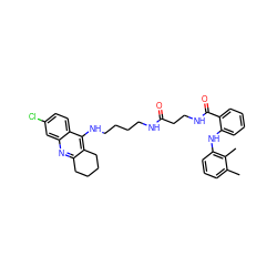 Cc1cccc(Nc2ccccc2C(=O)NCCC(=O)NCCCCNc2c3c(nc4cc(Cl)ccc24)CCCC3)c1C ZINC000096271297