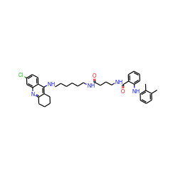 Cc1cccc(Nc2ccccc2C(=O)NCCCC(=O)NCCCCCCNc2c3c(nc4cc(Cl)ccc24)CCCC3)c1C ZINC000096271292