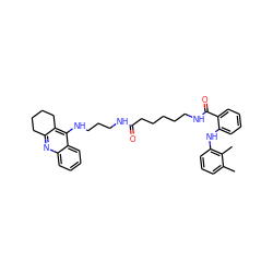 Cc1cccc(Nc2ccccc2C(=O)NCCCCCC(=O)NCCCNc2c3c(nc4ccccc24)CCCC3)c1C ZINC000169324408