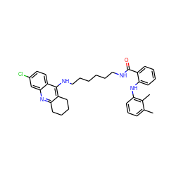 Cc1cccc(Nc2ccccc2C(=O)NCCCCCCNc2c3c(nc4cc(Cl)ccc24)CCCC3)c1C ZINC000096271294