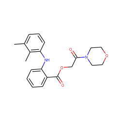 Cc1cccc(Nc2ccccc2C(=O)OCC(=O)N2CCOCC2)c1C ZINC000004058021