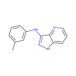 Cc1cccc(Nc2n[nH]c3cccnc23)c1 ZINC000118720615