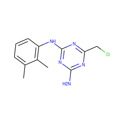 Cc1cccc(Nc2nc(N)nc(CCl)n2)c1C ZINC000018037536