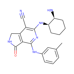 Cc1cccc(Nc2nc(N[C@@H]3CCCC[C@@H]3N)c(C#N)c3c2C(=O)NC3)c1 ZINC000072316884