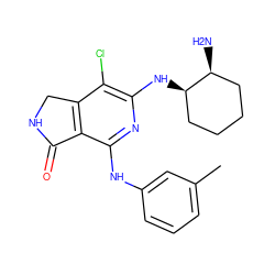 Cc1cccc(Nc2nc(N[C@@H]3CCCC[C@@H]3N)c(Cl)c3c2C(=O)NC3)c1 ZINC000072316886