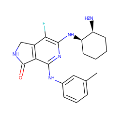 Cc1cccc(Nc2nc(N[C@@H]3CCCC[C@@H]3N)c(F)c3c2C(=O)NC3)c1 ZINC000072316885