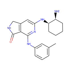 Cc1cccc(Nc2nc(N[C@@H]3CCCC[C@@H]3N)cc3c2C(=O)NC3)c1 ZINC000117717686