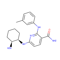 Cc1cccc(Nc2nc(N[C@@H]3CCCC[C@@H]3N)ccc2C(N)=O)c1 ZINC000040404184