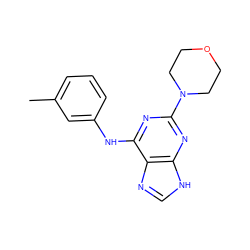 Cc1cccc(Nc2nc(N3CCOCC3)nc3[nH]cnc23)c1 ZINC000053312498