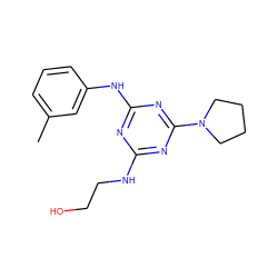 Cc1cccc(Nc2nc(NCCO)nc(N3CCCC3)n2)c1 ZINC000003625134