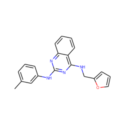 Cc1cccc(Nc2nc(NCc3ccco3)c3ccccc3n2)c1 ZINC000000315738