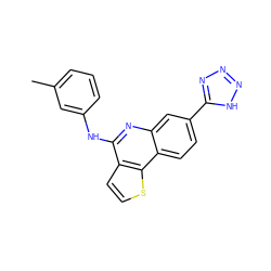 Cc1cccc(Nc2nc3cc(-c4nnn[nH]4)ccc3c3sccc23)c1 ZINC000167713278