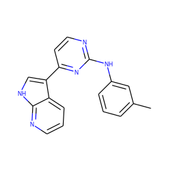 Cc1cccc(Nc2nccc(-c3c[nH]c4ncccc34)n2)c1 ZINC000036124460