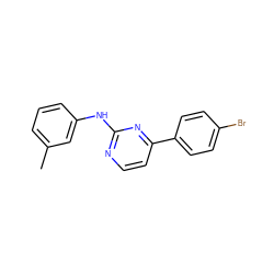 Cc1cccc(Nc2nccc(-c3ccc(Br)cc3)n2)c1 ZINC000103300956