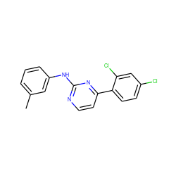 Cc1cccc(Nc2nccc(-c3ccc(Cl)cc3Cl)n2)c1 ZINC000103300932