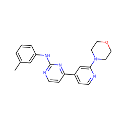 Cc1cccc(Nc2nccc(-c3ccnc(N4CCOCC4)c3)n2)c1 ZINC000095577823