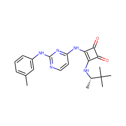 Cc1cccc(Nc2nccc(Nc3c(N[C@@H](C)C(C)(C)C)c(=O)c3=O)n2)c1 ZINC000102949397