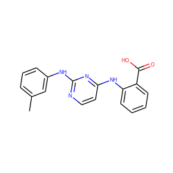 Cc1cccc(Nc2nccc(Nc3ccccc3C(=O)O)n2)c1 ZINC000014960295