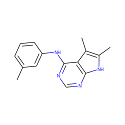 Cc1cccc(Nc2ncnc3[nH]c(C)c(C)c23)c1 ZINC000003815361