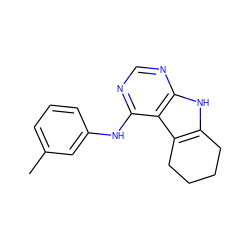 Cc1cccc(Nc2ncnc3[nH]c4c(c23)CCCC4)c1 ZINC000003815394