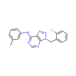 Cc1cccc(Nc2ncnc3c2nnn3Cc2ccccc2Cl)c1 ZINC000013778517