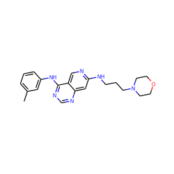 Cc1cccc(Nc2ncnc3cc(NCCCN4CCOCC4)ncc23)c1 ZINC000021289327