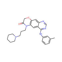 Cc1cccc(Nc2ncnc3cc4c(cc23)N(CCCN2CCCCC2)C(=O)CO4)c1 ZINC000653742651