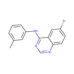 Cc1cccc(Nc2ncnc3ccc(Br)cc23)c1 ZINC000000122234