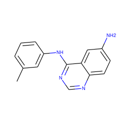 Cc1cccc(Nc2ncnc3ccc(N)cc23)c1 ZINC000000006328