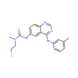 Cc1cccc(Nc2ncnc3ccc(NC(=O)N(C)CCCl)cc23)c1 ZINC000034800065