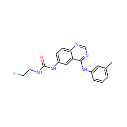 Cc1cccc(Nc2ncnc3ccc(NC(=O)NCCCl)cc23)c1 ZINC000034640820