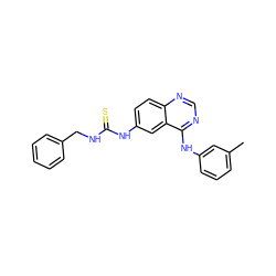 Cc1cccc(Nc2ncnc3ccc(NC(=S)NCc4ccccc4)cc23)c1 ZINC001772620667