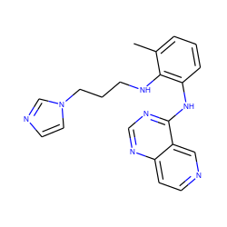 Cc1cccc(Nc2ncnc3ccncc23)c1NCCCn1ccnc1 ZINC000029133578