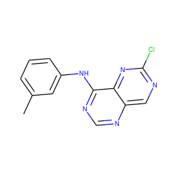 Cc1cccc(Nc2ncnc3cnc(Cl)nc23)c1 ZINC000003815338