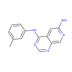 Cc1cccc(Nc2ncnc3cnc(N)cc23)c1 ZINC000021289210