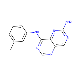 Cc1cccc(Nc2ncnc3cnc(N)nc23)c1 ZINC000003815202