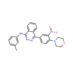 Cc1cccc(Nc2nnc(-c3ccc(N4CCOCC4)c([N+](=O)[O-])c3)c3ccccc23)c1 ZINC000008691976