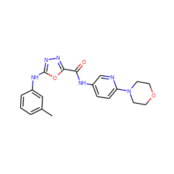 Cc1cccc(Nc2nnc(C(=O)Nc3ccc(N4CCOCC4)nc3)o2)c1 ZINC000038267735