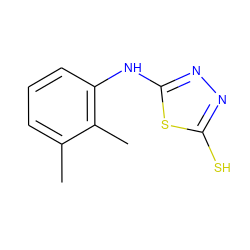 Cc1cccc(Nc2nnc(S)s2)c1C ZINC000003263541