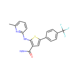 Cc1cccc(Nc2sc(-c3ccc(C(F)(F)F)cc3)cc2C(N)=O)n1 ZINC000169311907