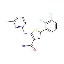 Cc1cccc(Nc2sc(-c3cccc(F)c3F)cc2C(N)=O)n1 ZINC000043202080