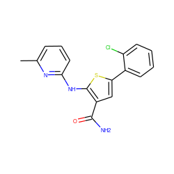 Cc1cccc(Nc2sc(-c3ccccc3Cl)cc2C(N)=O)n1 ZINC000169311910